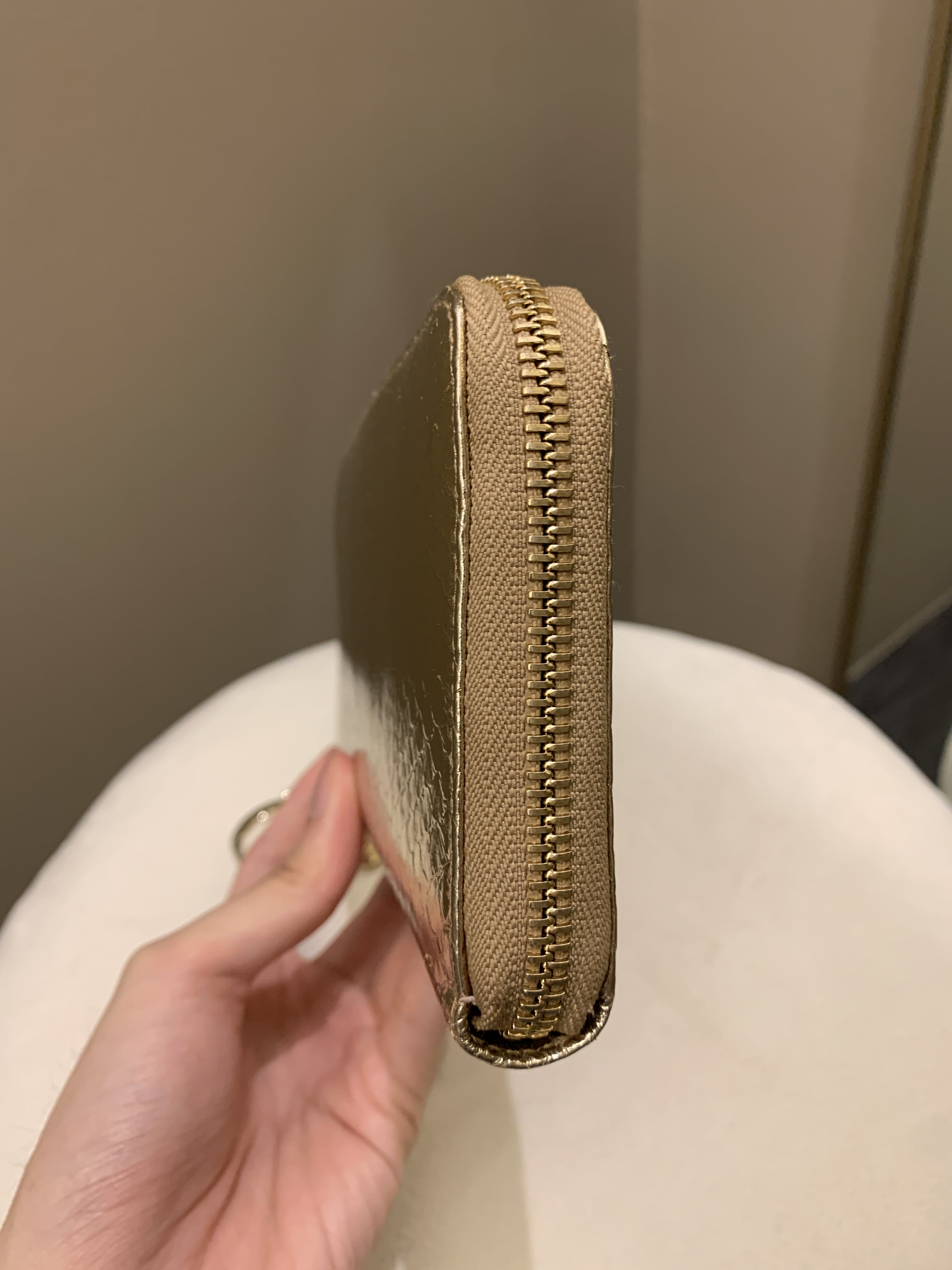 Dior Zip Long Wallet Gold Snakeskin