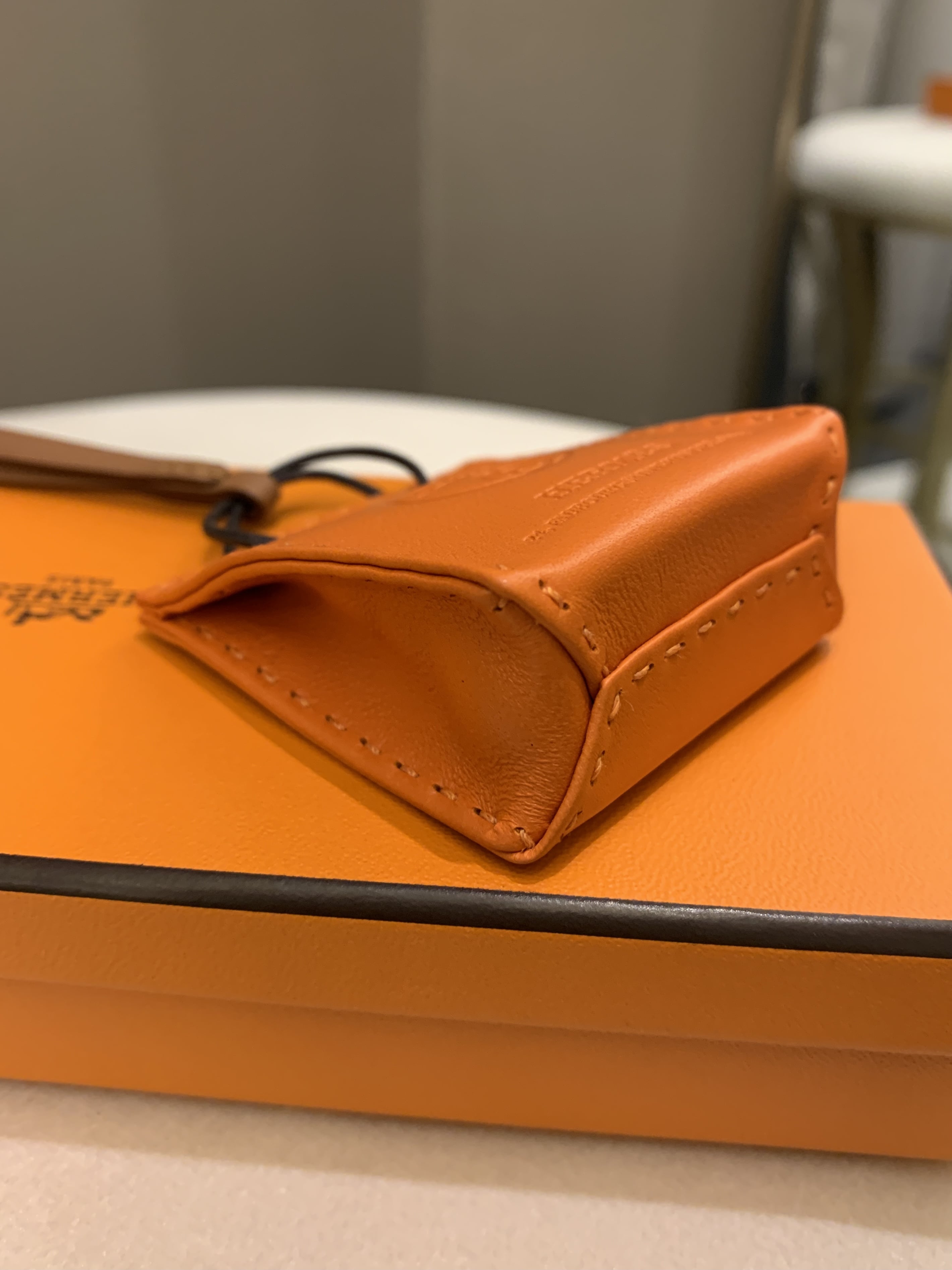 Hermes Paper Bag Charm Orange Feu