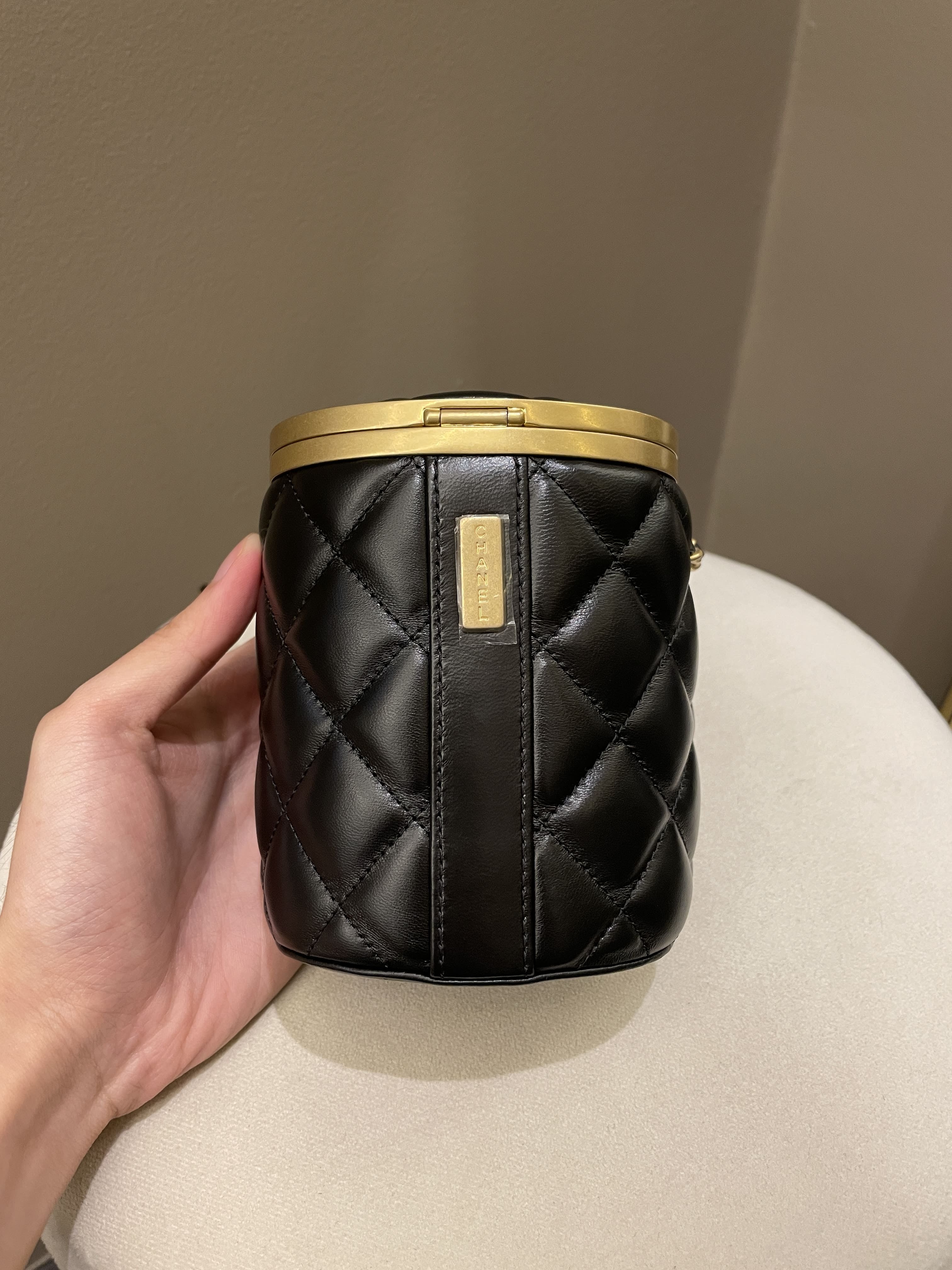 Chanel Quilted Cc Crown Box Vanity Black Lambskin